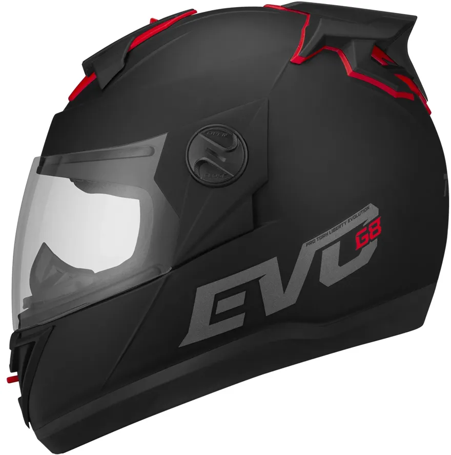 Capacete Protork G8 Evo na cor preta fosca, visão frontal